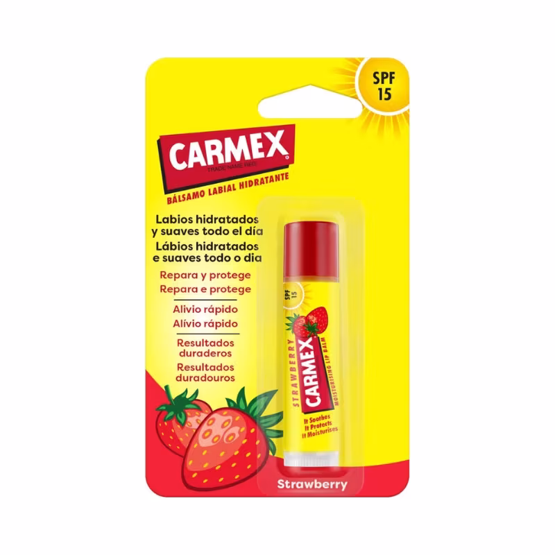 Carmex Bálsamo Labial Morango FPS15 Stick 4.25g