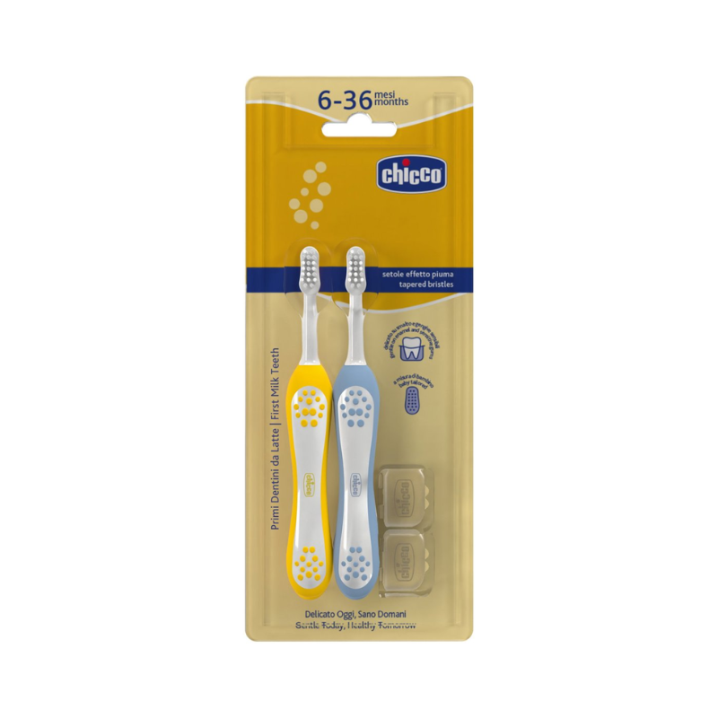 Chicco Cepillos Primeros Dientes 6-36m Pack Amarillo/Azul