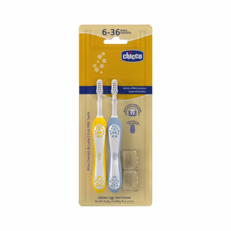 Chicco Brosses Première Dents 6-36m Pack Jaune/Bleu