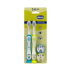 Chicco Toothbrushes 3-6a Pack Tiger/Panda
