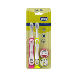 Chicco Toothbrushes 3-6a Pack Hippo/Panda