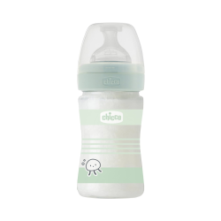 Chicco Well Being Glass Bottle Normal Flow 0m+ 150ml Green