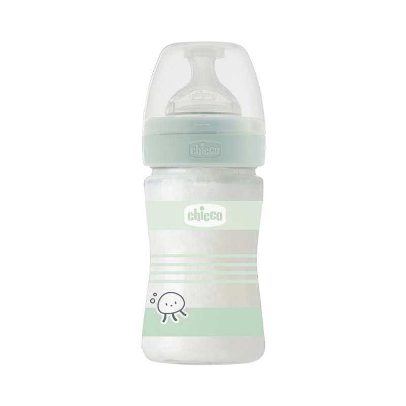 Chicco Well Being Glass Bottle Normal Flow 0m+ 150ml Green