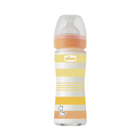 Chicco Well Being Biberón Vidrio Flujo Normal 0m+ 240ml Amarillo