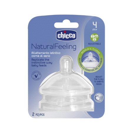 Chicco NaturalFeeling Tétine Débit Réglable +4m 2 unités