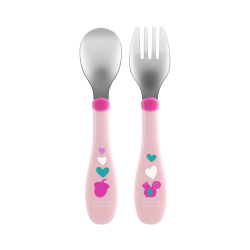 Couverts Chicco en acier inoxydable rose