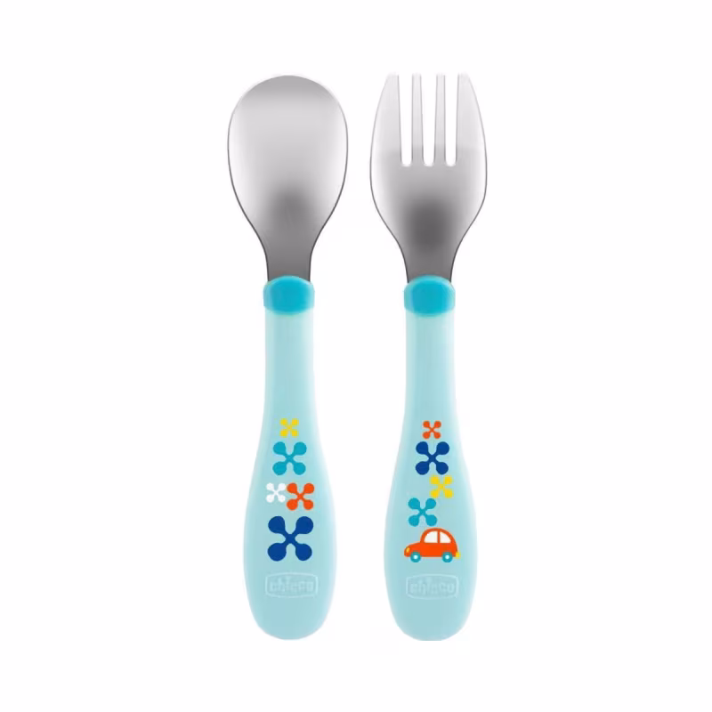 Chicco Stainless Steel Cutlery 18m+ Blue
