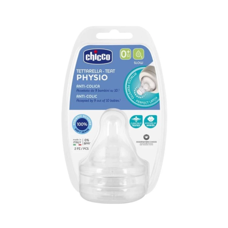 Chicco Physio Silicone Teat 0m+ 2 units