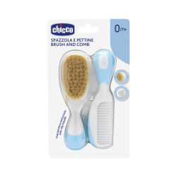 Chicco Peigne et Brosse en Poils Naturels Bleu
