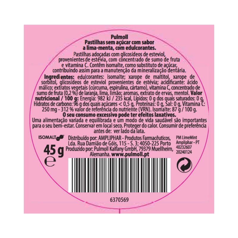 Pulmoll Lime and Mint Candies 45g