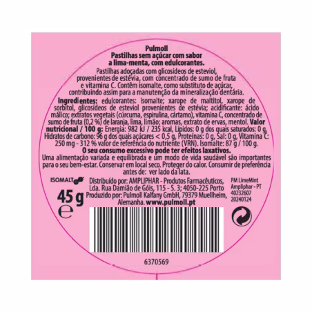 Pulmoll Lime and Mint Candies 45g