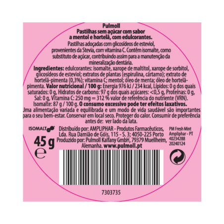 Pulmoll Bonbons Menthe Fraîche 45g