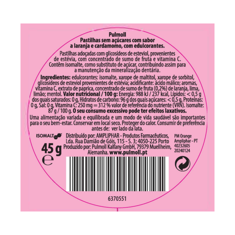 Pulmoll Rebuçados Laranja 45g