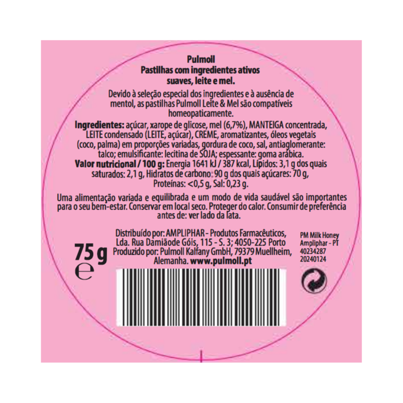 Pulmoll Milk and Honey Candies 75g