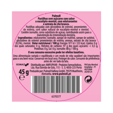 Pulmoll Eucalyptus Menthol Candies 45g