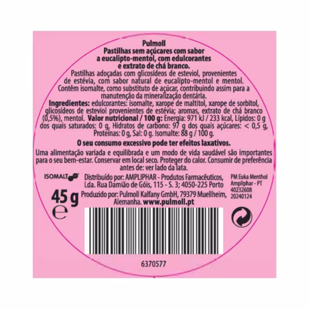 Pulmoll Rebuçados Eucalipto Mentol 45g