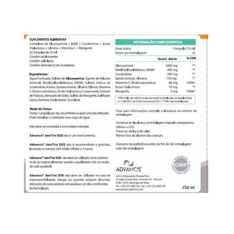 Advancis Jointrix SOS 25 ampolas