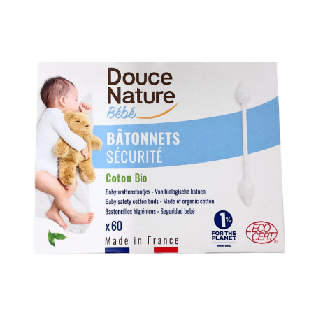 Douce Nature Baby Bastoncillos de Algodón Bio 60 unidades