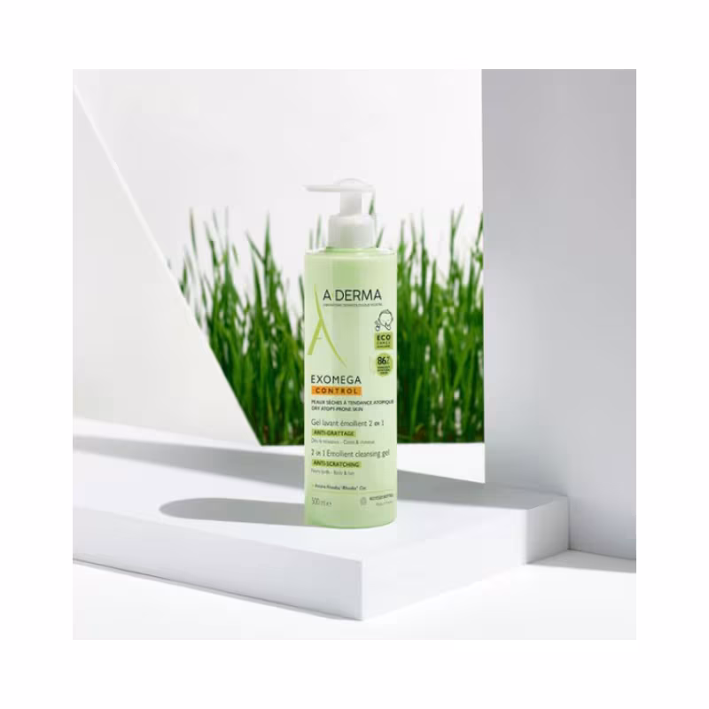 A-Derma Exomega Control Gel Lavante Emoliente 2 em 1 Corpo e Cabelo 500ml