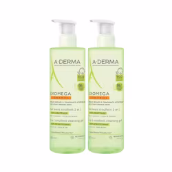 A-Derma Exomega Control Gel Limpiador Emoliente 2 en 1 Cuerpo y Cabello 2x500ml