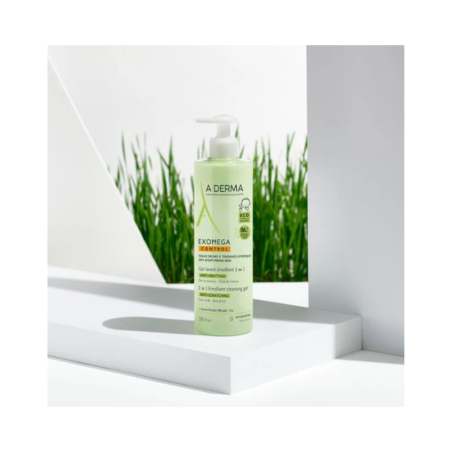 A-Derma Exomega Control Gel Limpiador Emoliente 2 en 1 Cuerpo y Cabello 2x500ml