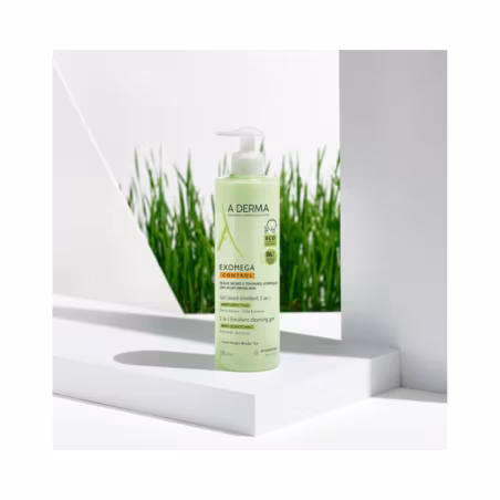 A-Derma Exomega Control Gel Nettoyant Émollient 2 en 1 Corps et Cheveux 2x500ml