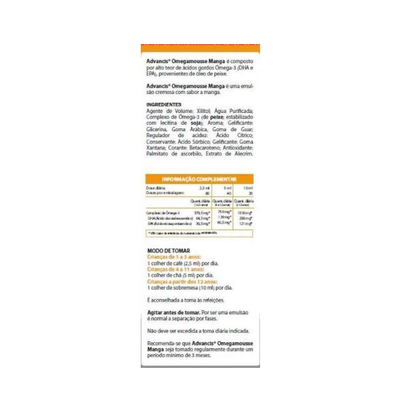 Advancis Omega Mousse Mangue 200ml