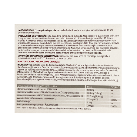 Diminut Lipid 30 comprimés