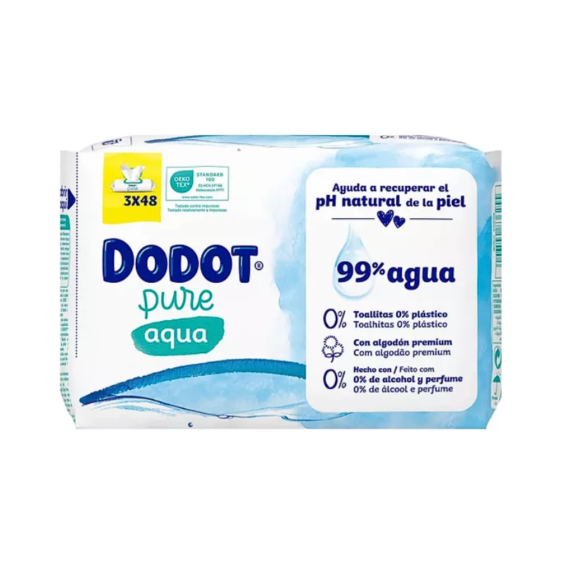 Dodot Pure Aqua Toalhitas Pack 3x48 unidades