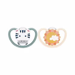 NUK Space Chupete Silicona 6-18m Cebra 2 unidades