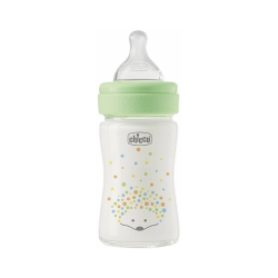 Chicco Perfect Easy Biberon Verre Débit Lent 0m+ 150ml Vert
