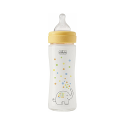 Chicco Perfect Easy Biberón Vidrio Flujo Lento 0m+ 240ml Amarillo