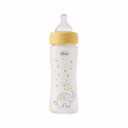 Chicco Perfect Easy Glass Baby Bottle Slow Flow 0m+ 240ml Yellow