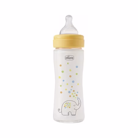 Chicco Perfect Easy Biberon Verre Débit Lent 0m+ 240ml Jaune