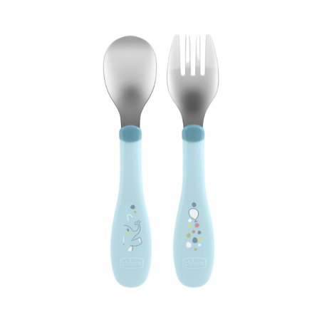 Chicco Set Couverts Acier Inoxydable 18m+ Bleu