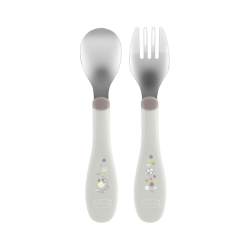 Chicco Set Cubiertos de Acero Inoxidable 18m+ Gris