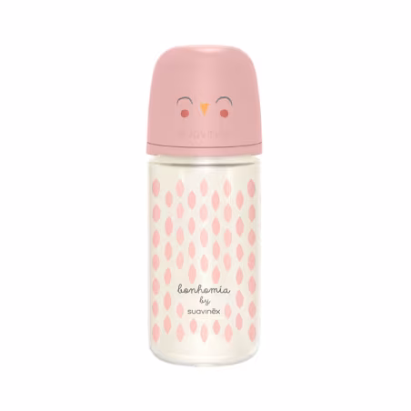 Suavinex Premium Bonhomia Biberão Vidro 3m+ M 240ml Rosa