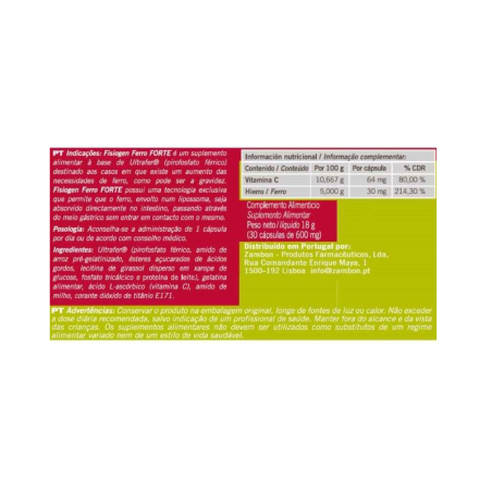 Fisiogen Ferro Forte 30 sobres Fisiogen Ferro Forte 30 sobres