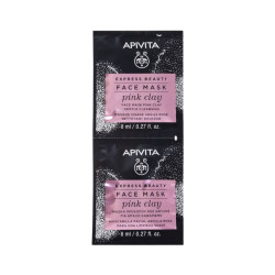 Apivita Express Beauty Mascarilla Facial Limpieza Suave Arcilla Rosa 2x8ml