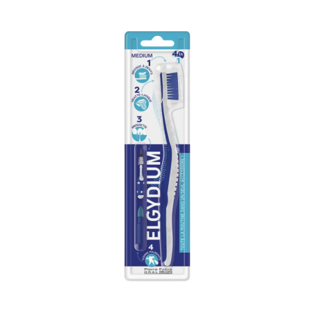 Elgydium Brosse à Dents 4 en 1 Moyenne