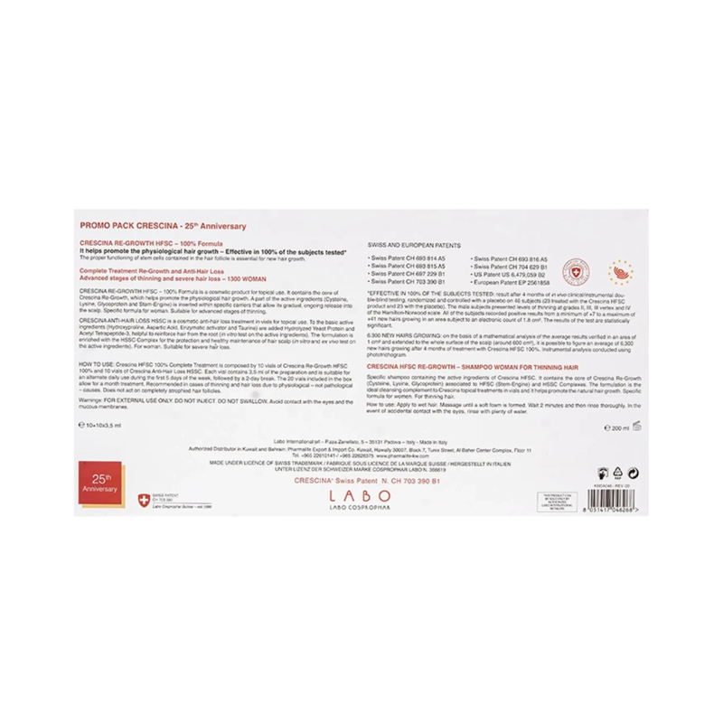 Crescina HFSC Transdermic Femme 1300 20 ampoules + HFSC Transdermique Shampooing 200ml