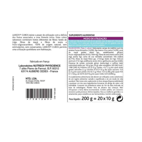 Nutreov Laxeov Cubes Prune Figue et Raisin 20 unités