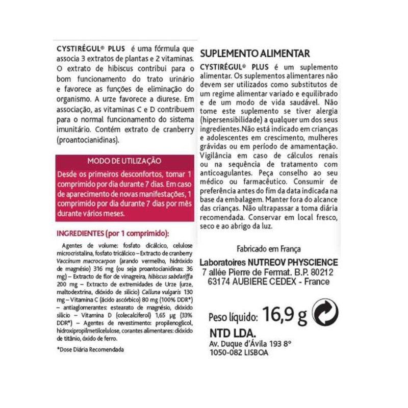 Nutreov Cys-Régul Plus Confort Urinario 15 comprimidos