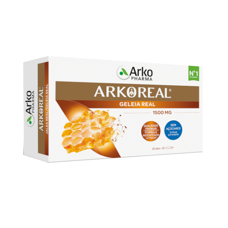 ArkoReal Royal Jelly 1500mg sin Azúcar 20 ampollas