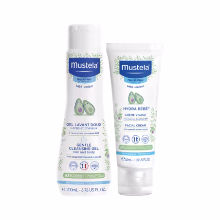 Mustela Gel Limpiador Suave + Hydra Crema Facial + Toalla Pack