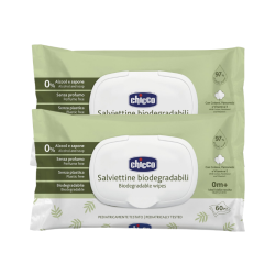 Chicco Lingettes Biodégradables 2x60 unités