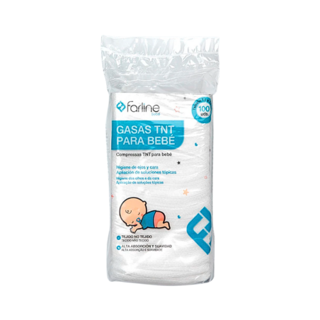Farline Compresses Tissu Non Tissé Bébé 7.5x7.5cm 100 unités