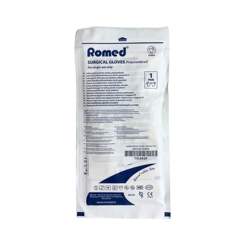 Romed Powdered Latex Surgical Gloves Size 7 1 pair