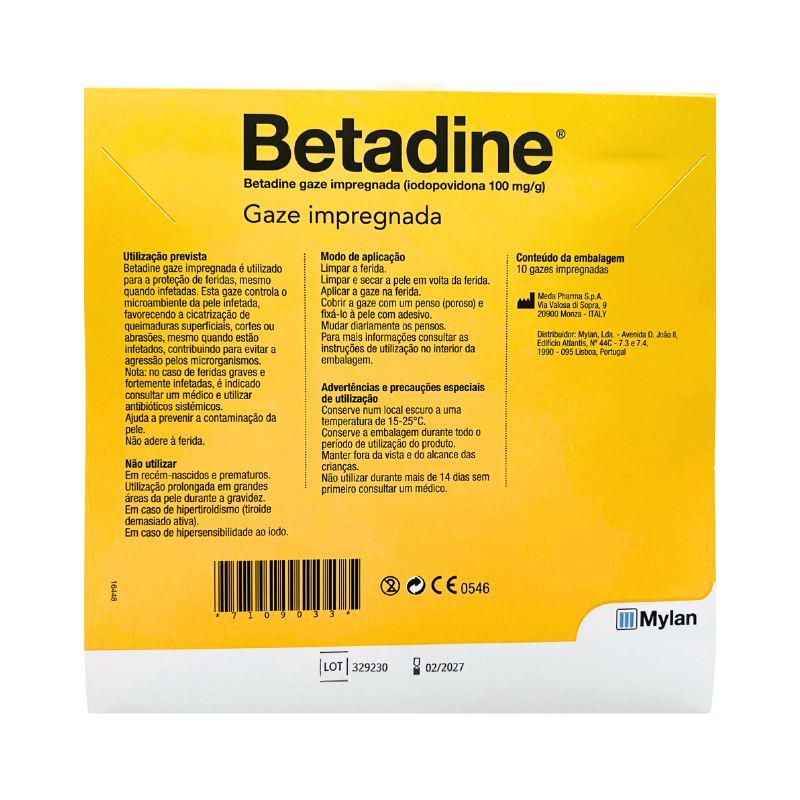 Betadine Gaze Impregnada 10x10cm 10 unidades
