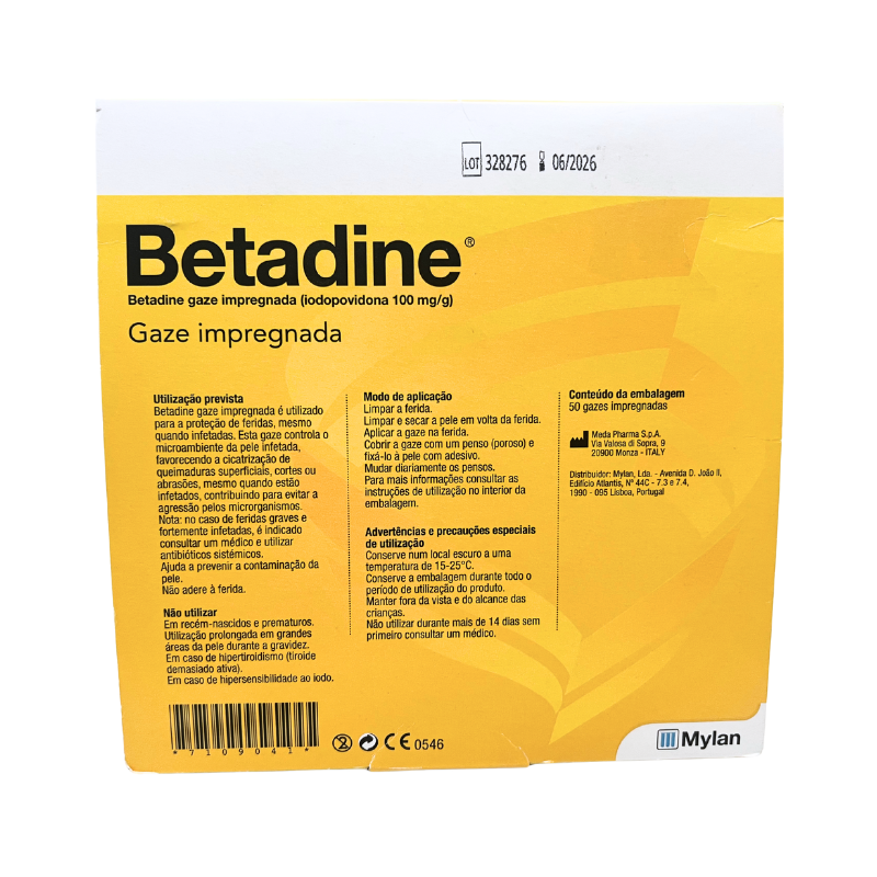 Betadine Gaze Impregnada 10x10cm 50 unidades